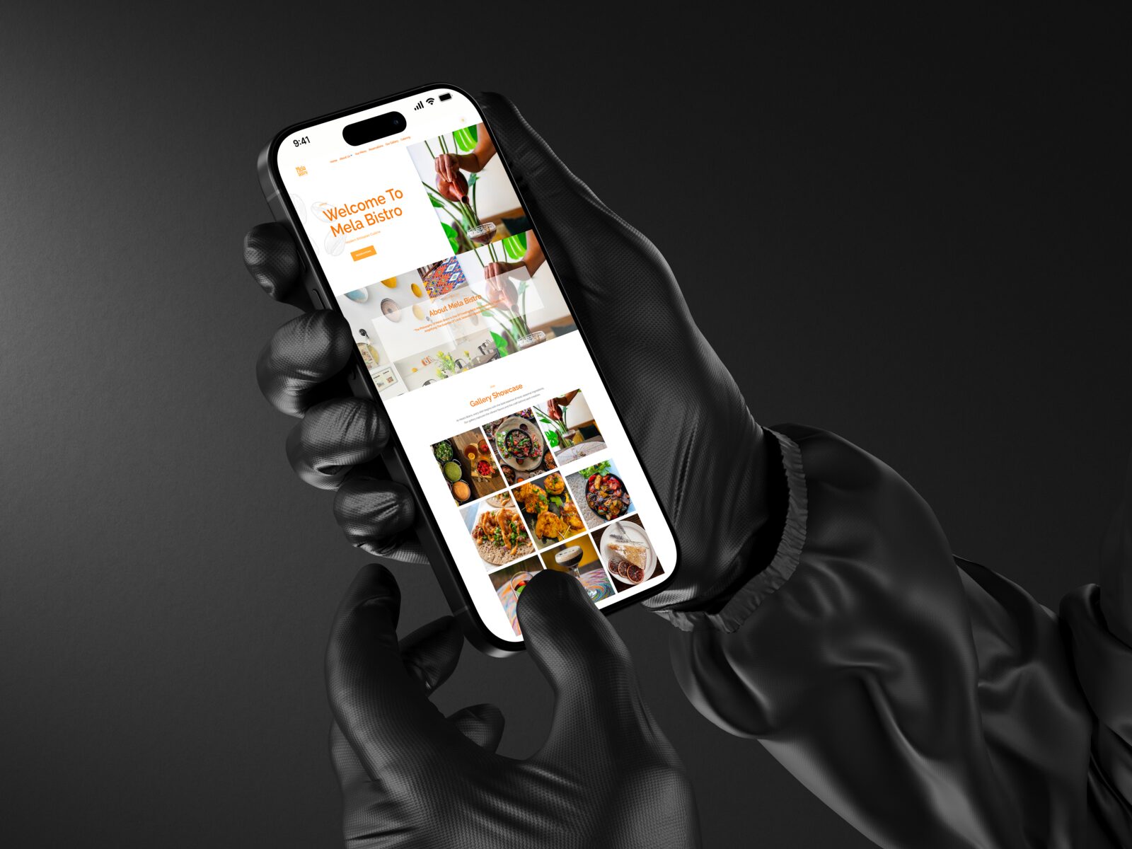 Mela Bistro restaurant website mockup
